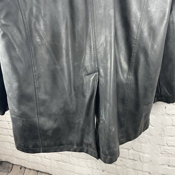 Arizona Matte Black Faux Leather Buttoned Collared Lined Vented Jacket Size 3XL - Picture 6 of 12